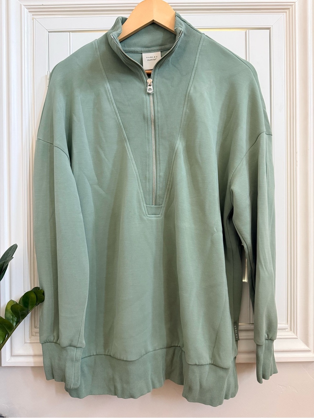 Varley DoubleSoft Sage Green Zip-Up Pullover - Size Medium